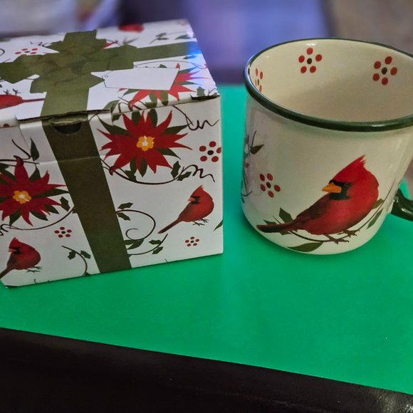 temtations holiday coffee tea hot chocolate mug with cardinals new w/box - Picture 7 of 8